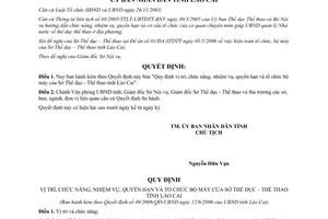 Quyết định 49/2006/QĐ-UBND chức năng quyền hạn tổ chức bộ máy Sở Thể dục Thể thao Lào Cai