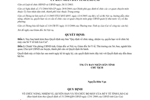 Quyết định 51/2006/QĐ-UBND chức năng tổ chức bộ máy Sở Y tế tỉnh Lào Cai