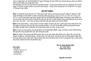 Quyết định 84/2006/QĐ-UBND đơn giá chi phí vận chuyển khách công cộng bằng xe buýt, đưa rước HSSV,công nhân bổ sung 42/2006/QĐ-UBND