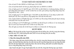 Quyết định 58/2006/QĐ-UBND dự án phát triển hệ thống chợ siêu thị Cần Thơ