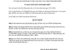 Quyết định 06/2006/QĐ-UBND Quy chế làm việc Ủy ban nhân dân Điện Biên