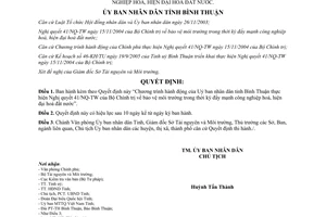 Quyết định 47/2006/QĐ-UBND thực hiện 41/NQ-TW bảo vệ môi trường thời công nghiệp hoá Bình Thuận