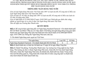Quyết định 25/2006/QĐ-NHNN  hệ thống mã ngân hàng trong giao dịch thanh toán qua Ngân hàng Nhà nước bổ sung 02/2006/QĐ-NHNN