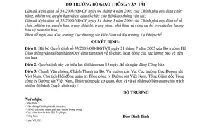 Quyết định 28/2006/QĐ-BGTVT  tổ chức, hoạt động lực lượng bảo vệ trên tàu hỏa bãi bỏ 33/2005/QĐ-BGTVT