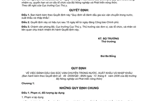 Quyết định 49/2006/QĐ-BNN  đánh dấu gia súc vận chuyển trong nước, xuất nhập khẩu