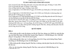 Quyết định 26/2006/QĐ-UBND điều chỉnh giá đất ở  tỉnh Tiền Giang
