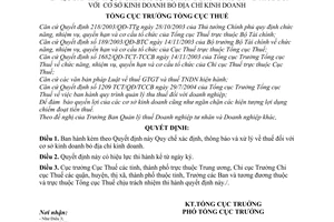 Quyết định 1006/QĐ-TCT Quy chế xác định, thông báo xử lý thuế  cơ sở kinh doanh bỏ địa chỉ kinh doanh