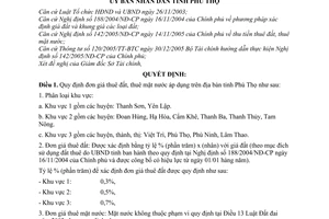 Quyết định 1708/2006/QĐ-UBND đơn giá thuê đất, mặt nước