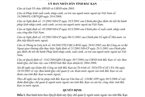 Quyết định 1156/2006/QĐ-UBND quản lý người nước ngoài cán bộ công chức Bắc Kạn