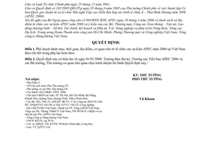 Quyết định 857/QĐ-TTg danh mục sự kiện APEC tổ chức Việt Nam 2006