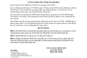 Quyết định 1677/2006/QĐ-UBND liên kết đào tạo nguồn nhân lực đại học Thanh Hoá