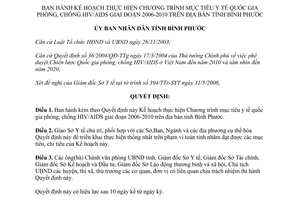Quyết định 64/2006/QĐ-UBND Kế hoạch Chương trình mục tiêu y tế Quốc gia phòng chống HIV/AIDS Bình Phước