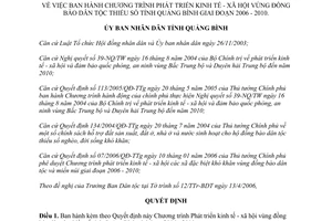 Quyết định 27/2006/QĐ-UBND phát triển kinh tế xã hội vùng đồng bào dân tộc thiểu số Quảng Bình 2006 2010