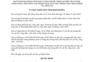 Quyết định số 50/2006/QĐ-UBND nâng bậc lương trước thời hạn thành tích xuất sắc Khánh Hòa