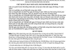 Quyết định 2769/2006/QĐ-UB điều chỉnh mức tiền công khoán bảo vệ rừng phòng hộ,đặc dụng thành phố Hồ Chí Minh