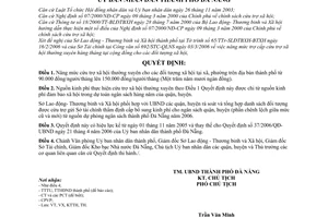 Quyết định 61/2006/QĐ-UBND  nâng mức trợ cấp cứu trợ xã hội thường xuyên ở xã, phường trên địa bàn Đà Nẵng