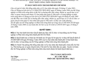 Quyết định  90/2006/QĐ-UBND Quy chế tổ chức hoạt động Sở Nông nghiệp Phát triển nông thôn thành phố