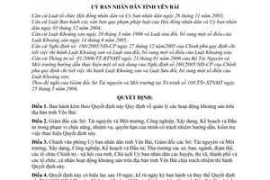 Quyết định 225/2006/QĐ-UBND quản lý các hoạt động khoáng sản trên địa bàn tỉnh Yên Bái