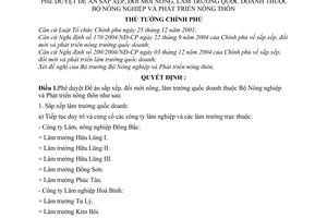 Quyết định 142/2006/QĐ-TTg Đề án sắp xếp, đổi mới nông, lâm trường quốc doanh thuộc Bộ Nông nghiệp Phát triển nông thôn