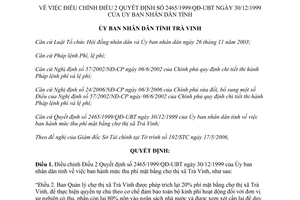 Quyết định 28/2006/QĐ-UBND bổ sung 2465/1999/QĐ-UBT Trà Vinh