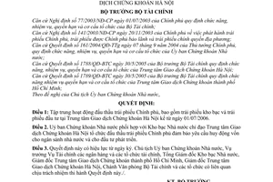 Quyết định 2276/2006/QĐ-BTC tập trung đấu thầu trái phiếu Chính phủ Trung tâm Giao dịch Chứng khoán Hà Nội