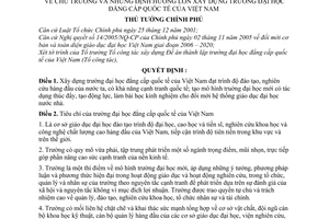 Quyết định 145/2006/QĐ-TTg chủ trương định hướng lớn xây dựng trường đại học đẳng cấp quốc tế Việt Nam