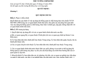 Quyết định 144/2006/QĐ-TTg áp dụng hệ thống quản lý chất lượng theo tiêu chuẩn TCVN ISO 9001:2000 hoạt động cơ quan hành chính nhà nước