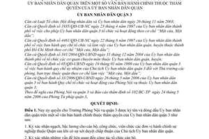 Quyết định 36/2006/QĐ-UBND ủy quyền Trưởng Phòng Nội vụ quận 3 được ký tên, đóng dấu UBND quận văn bản hành chính thẩm quyền