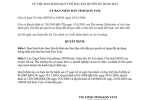 Quyết định 26/2006/QĐ-UBND ban hành quy chế đấu giá quyền sử dụng đất Kon Tum