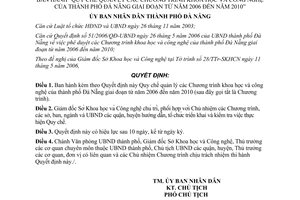 Quyết định số 62/2006/QĐ-UBND quy chế quản lý Chương trình khoa học công nghệ 2006 2010 Đà Nẵng