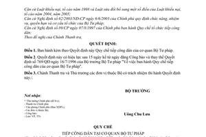 Quyết định 05/2006/QĐ-BTP Quy chế tiếp công dân cơ quan Bộ Tư pháp