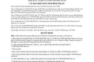 Quyết định 50/2006/QĐ-UBND mức thu định mức điều chỉnh phí dự thi dự tuyển Bình Thuận