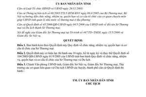 Quyết định 64/2006/QĐ-UBND chức năng nhiệm vụ quyền hạn cơ cấu tổ chức Sở Thương mại Bình Định