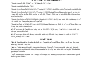 Quyết định 25/2006/QĐ-UBND hoạt động trung tâm phát triển quỹ đất Long An