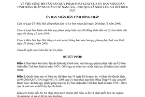 Quyết định 31/2006/QĐ-UBND công bố văn bản pháp luật Ủy ban Đồng Tháp hết hiệu lực