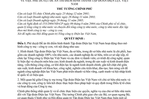 Quyết định 147/2006/QĐ-TTg  Đề án thí điểm hình thành Tập đoàn Điện lực Việt Nam