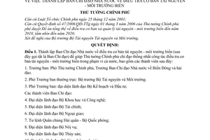 Quyết định 889/QĐ-TTg  thành lập Ban Chỉ đạo Nhà nước điều tra cơ bản tài nguyên-môi trường biển