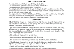 Quyết định 148/2006/QĐ-TTg thành lập Công ty mẹ - Tập đoàn Điện lực Việt Nam