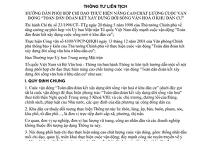 Thông tư liên tịch 01/2006/TTLT-MTTW-BVHTT hướng dẫn nâng cao chất lượng cuộc vận động Toàn dân đoàn kết xây dựng đời sống văn hóa ở khu dân cư