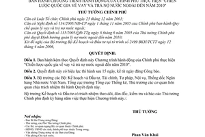Quyết định 150/2006/QĐ-TTg Chương trình hành động Chính phủ thực hiện "Chiến lược quốc gia vay trả nợ nước ngoài đến 2010
