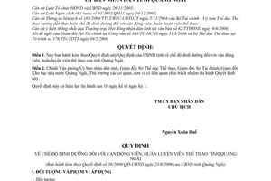 Quyết định 36/2006/QĐ-UBND chế độ dinh dưỡng vận động viên