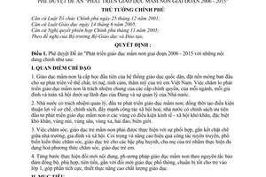 Quyết định 149/2006/QĐ-TTg Đề án "Phát triển Giáo dục mầm non 2006-2015"