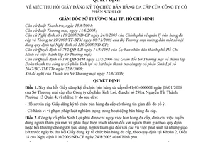 Quyết định 263/QĐ-TM-TTr  thu hồi Giấy đăng ký bán hàng đa cấp công ty cổ phần Sinh Lợi