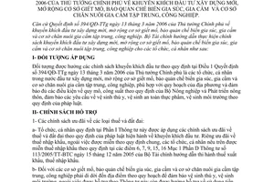 Thông tư 58/2006/TT-BTC khuyến khích ĐTXD mới mở rộng cơ sở giết mổ bảo quản chế biến gia súc gia cầm cơ sở chăn nuôi gia cầm tập trung công nghiệp