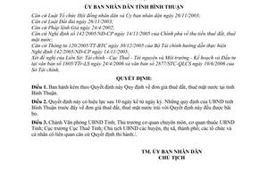 Quyết định 52/2006/QĐ-UBND đơn giá thuê đất, thuê mặt nước