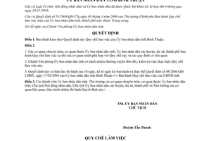 Quyết định 51/2006/QĐ-UBND Quy chế làm việc của Ủy ban nhân dân Bình Thuận