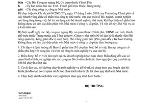 Công văn 2892/BNV-CCVC bố trí, sử dụng cán bộ lãnh đạo DNNN khi thực hiện CPH không được cử làm đại diện Phần vốn Nhà nước ở