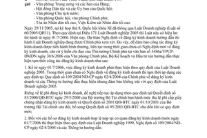 Công văn 4957/BKH-PTDN thực hiện Luật doanh nghiệp 2005