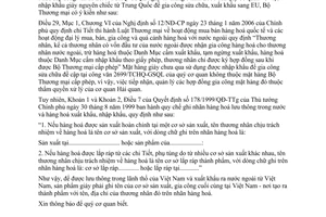 Công văn 4151/TM-XNK nhập khẩu giày để gia công sửa chữa rồi xuất sang EU