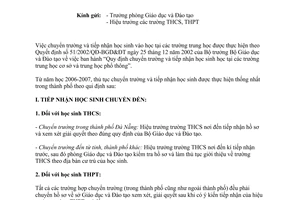 Công văn 1466/GD&ĐT-THPT hướng dẫn thủ tục chuyển trường